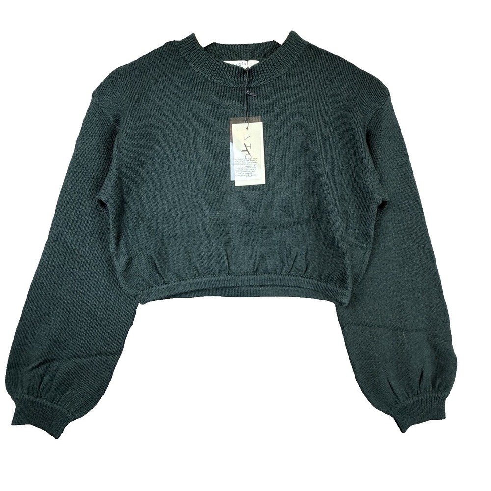 Atoir The Storm Knit Cropped‎ Sweater Womens Med Atlantic Green Wool Crew Neck